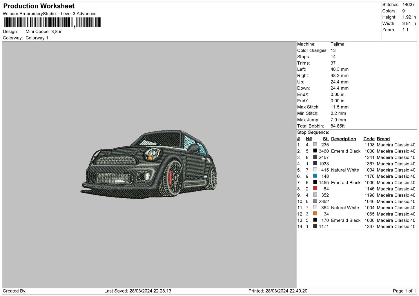Car Mini Embroidery File 6 sizes