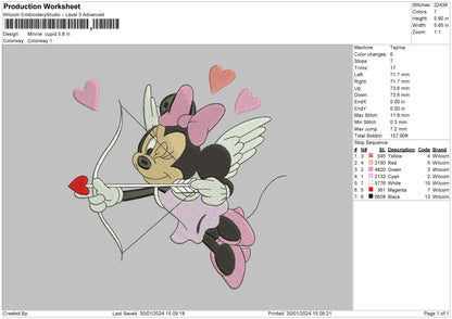 Minniecupid 01 Embroidery File 6 sizes