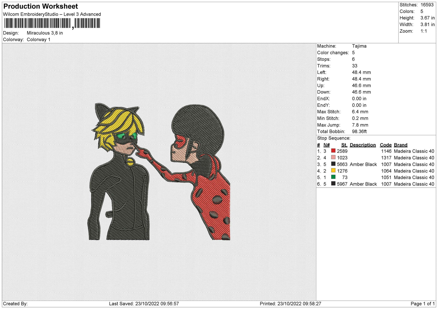 Miraculous Embroidery File 6 sizes