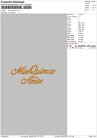 Mis Quince Embroidery File 4 size