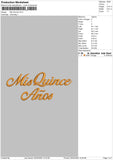 Mis Quince Embroidery File 4 size