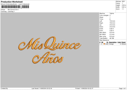 Misquince Text Embroidery File 6 sizes