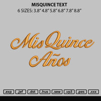 Misquince Text Embroidery File 6 sizes