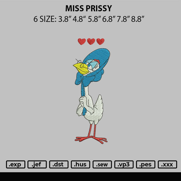 Miss Prissy Embroidery File 6 sizes