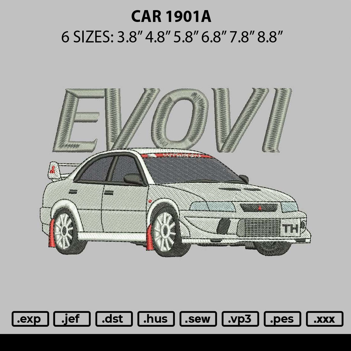 Car 1901a Embroidery File 6 sizes