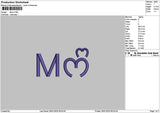 M Alphabet Embroidery File 6 sizes