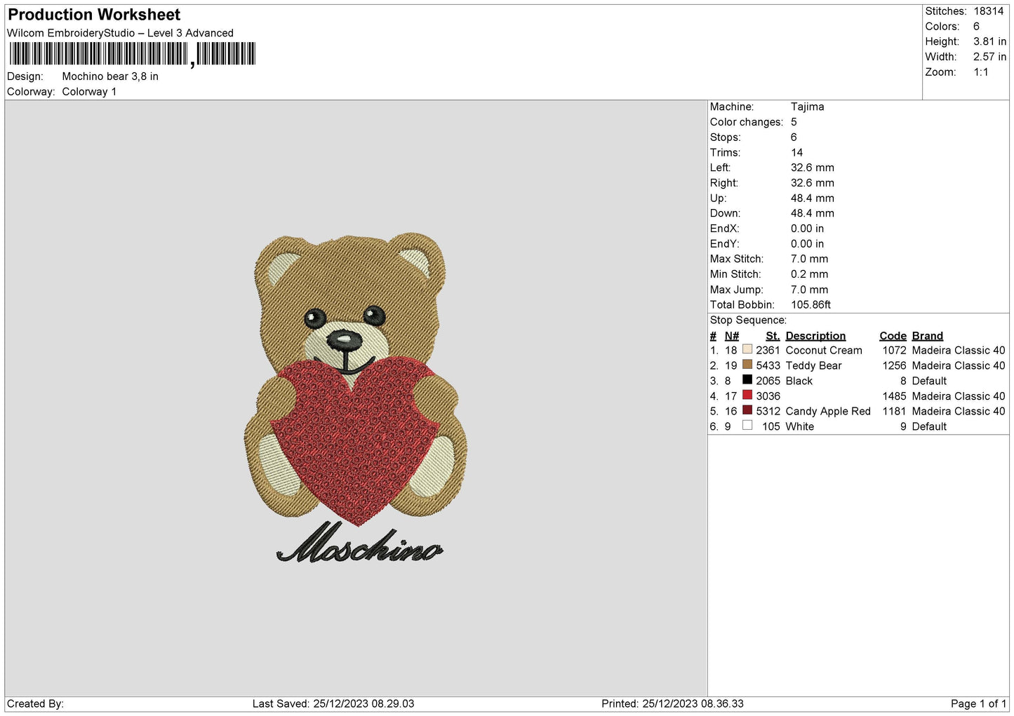 Bear Love Embroidery File 6 sizes