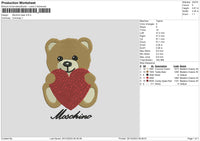 Bear Love Embroidery File 6 sizes