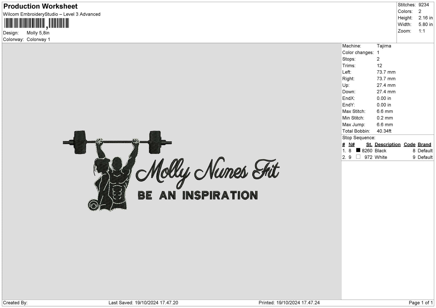 Mollytext Embroidery File 6 sizes