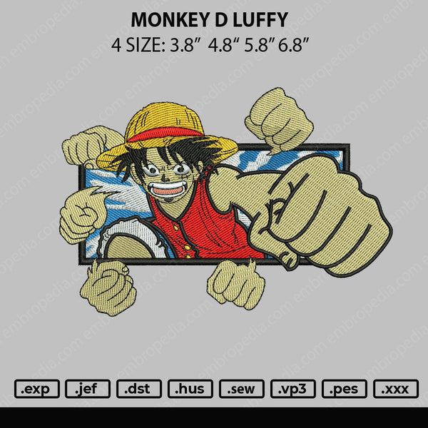 Monkey D Luffy Embroidery File 4 size
