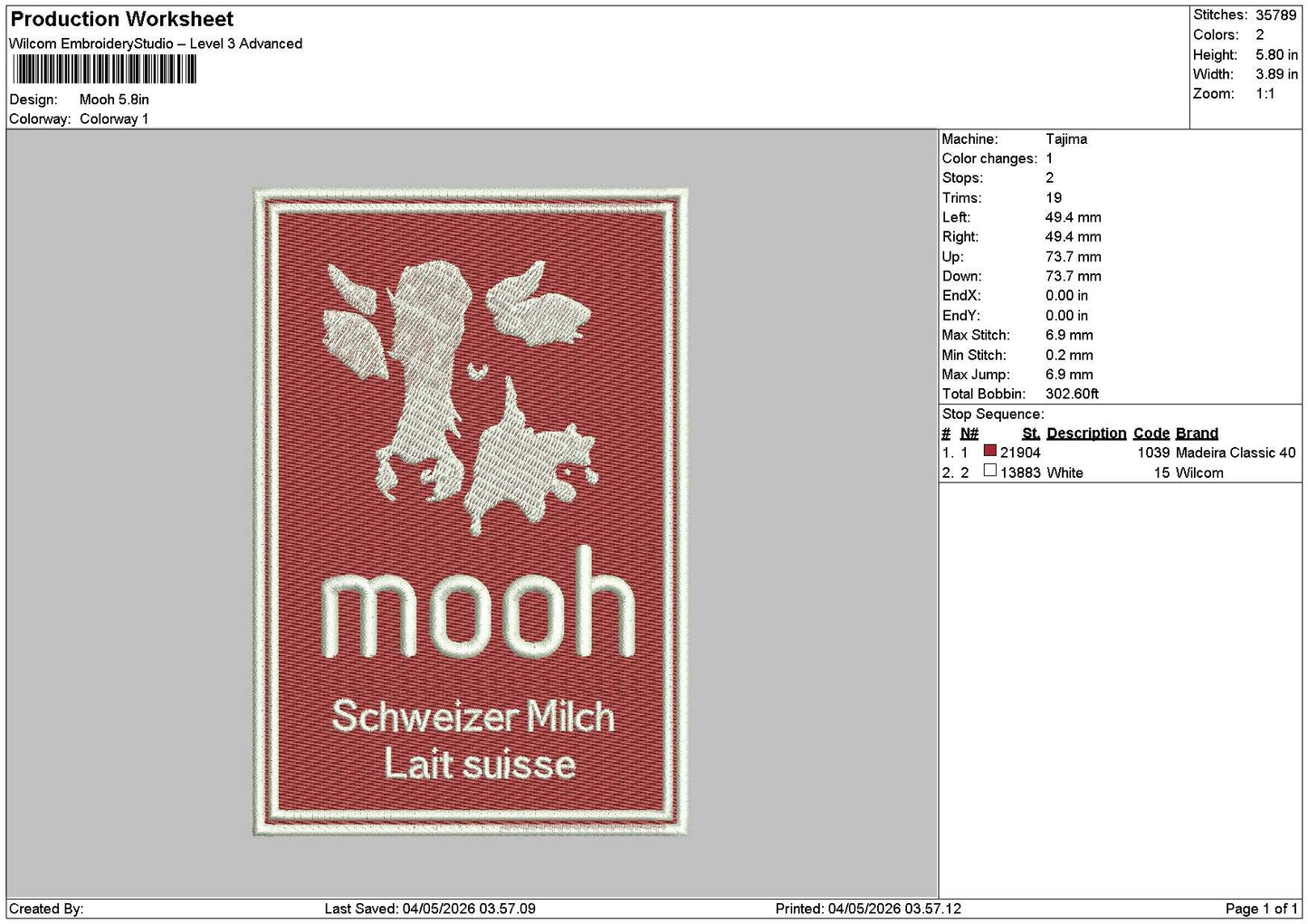 Moohtext Embroidery File 6 sizes