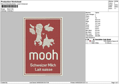 Moohtext Embroidery File 6 sizes