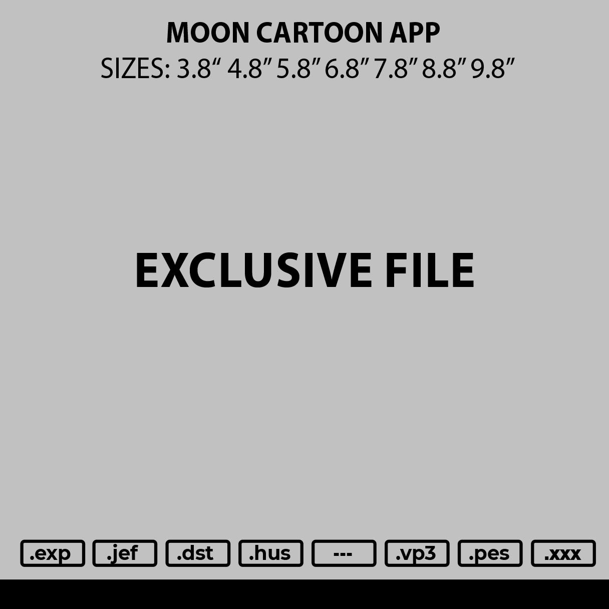 Moon Cartoon App Embroidery File 6 sizes