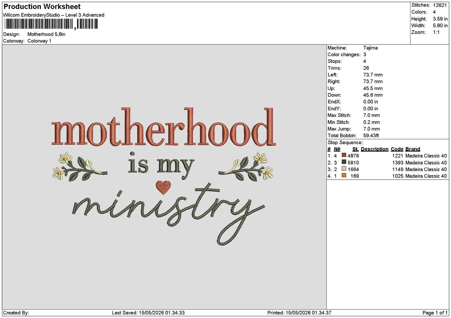Motherhoodtext Embroidery File 6 sizes