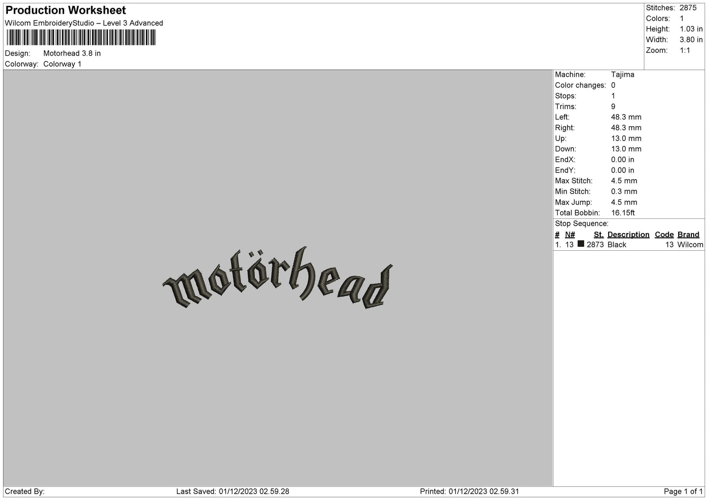 Motherhead Text Embroidery File 6 sizes