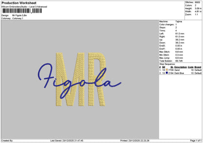 Figolatext 01 Embroidery File 6 sizes