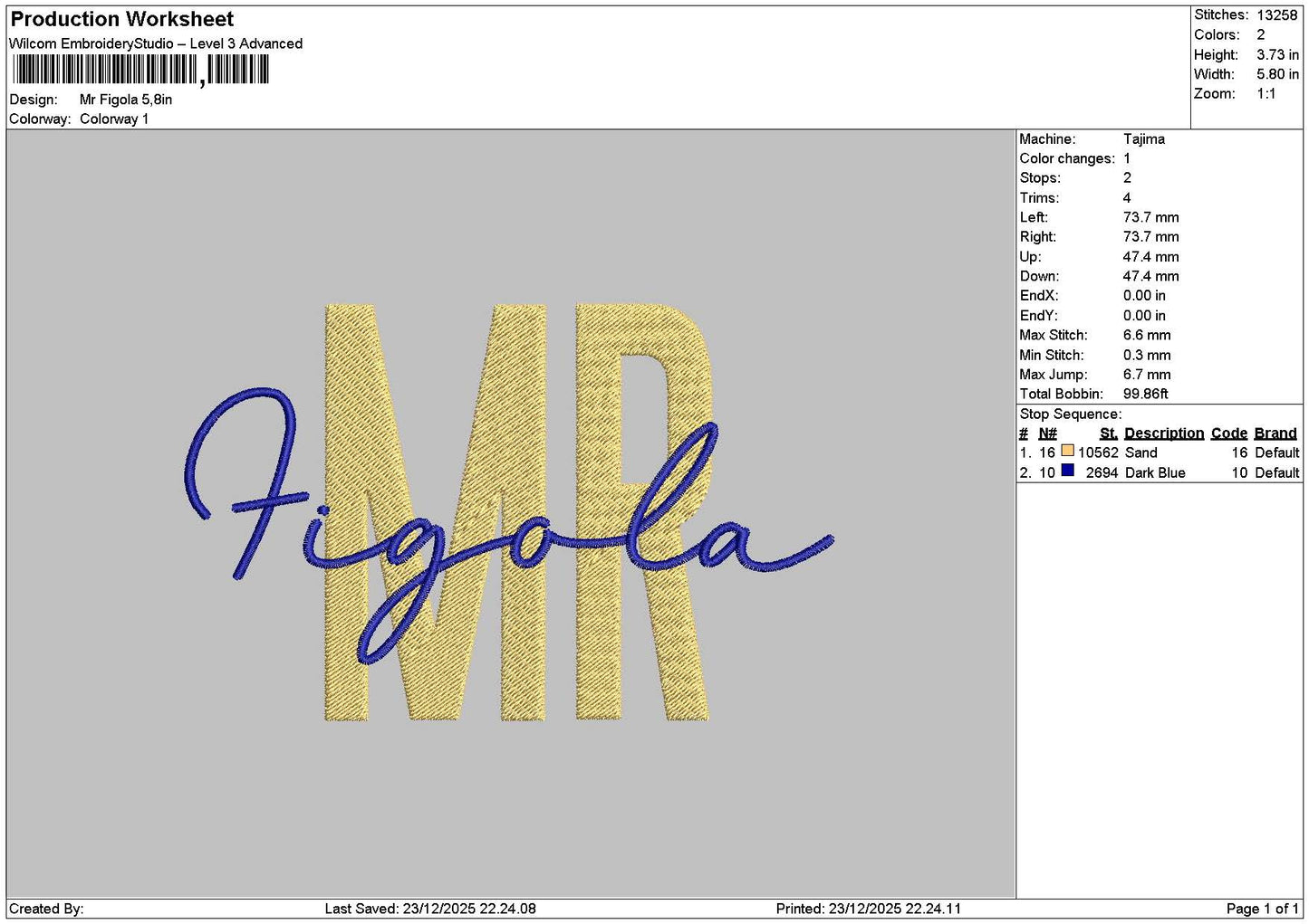Figolatext 01 Embroidery File 6 sizes