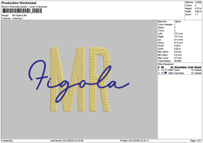 Figolatext 01 Embroidery File 6 sizes
