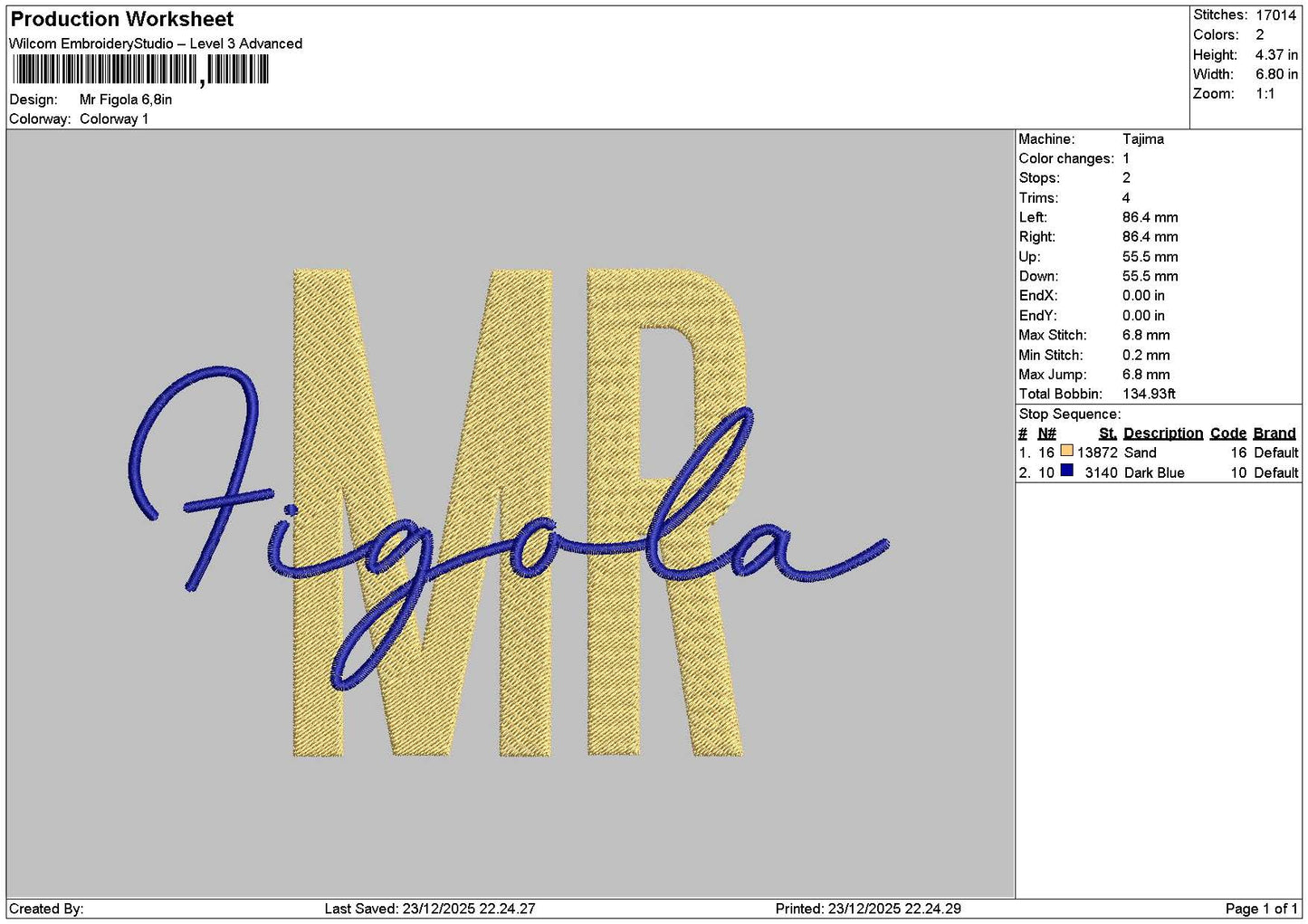 Figolatext 01 Embroidery File 6 sizes