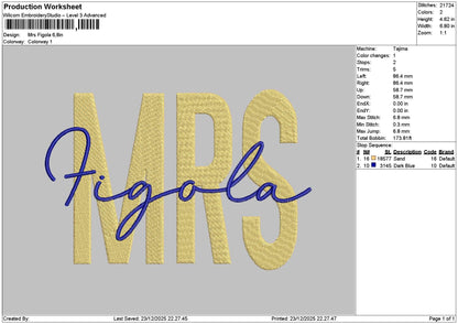 Figolatext 02 Embroidery File 6 sizes