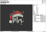 Mrmrs Xmas Embroidery File 6 sizes