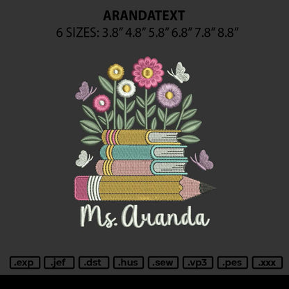 Arandatext Embroidery File 6 sizes