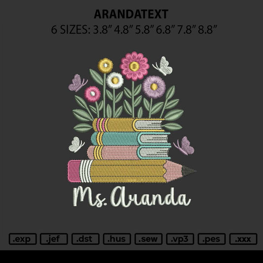 Arandatext Embroidery File 6 sizes