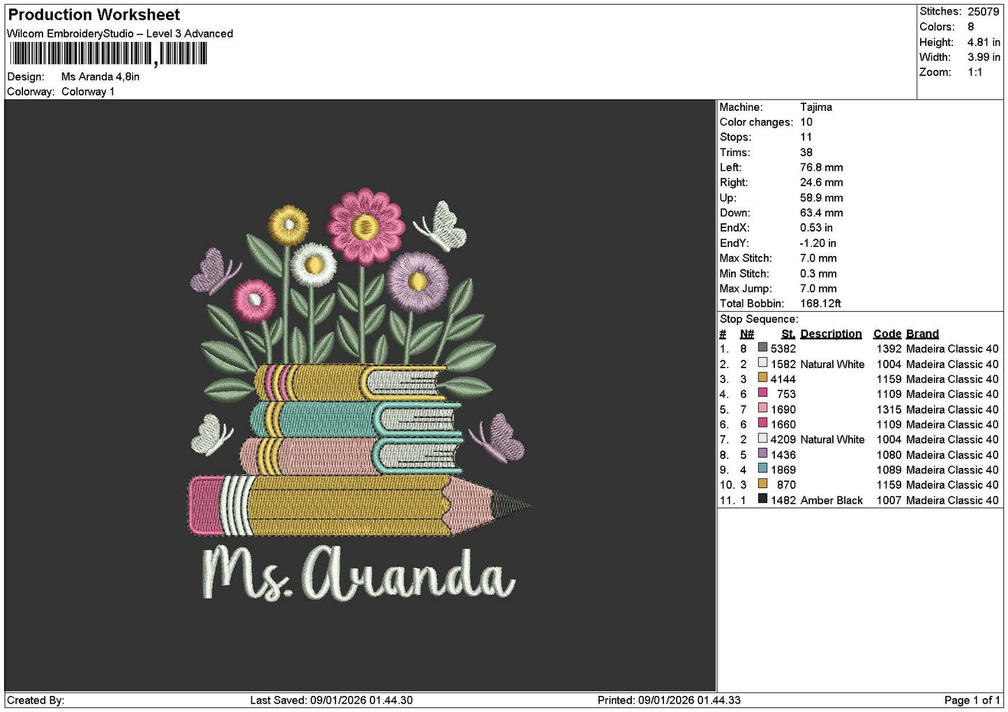 Arandatext Embroidery File 6 sizes