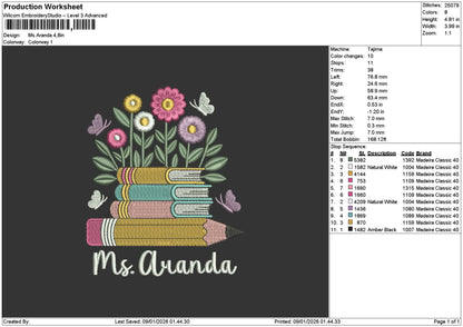Arandatext Embroidery File 6 sizes