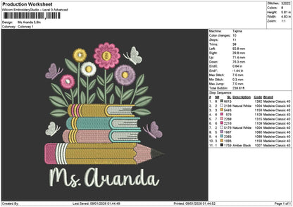 Arandatext Embroidery File 6 sizes