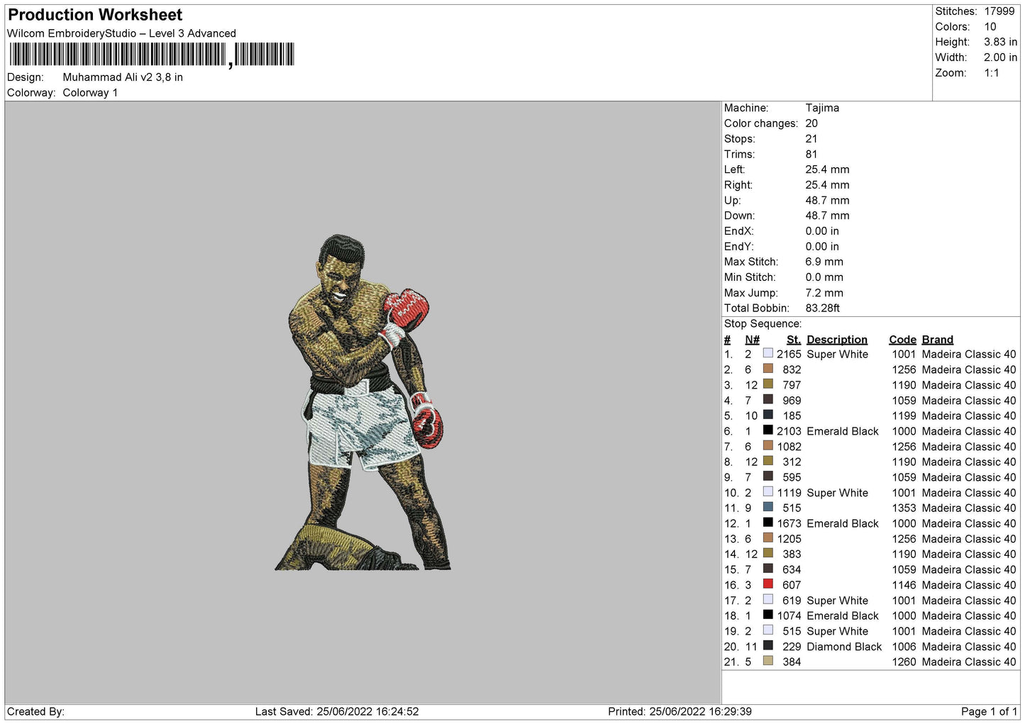 Muhammad Ali V2 Embroidery File 4 sizes