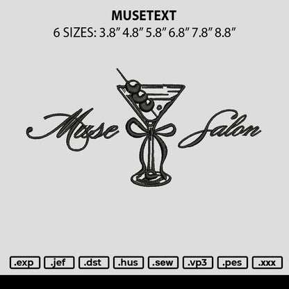 Musetext Embroidery File 6 sizes
