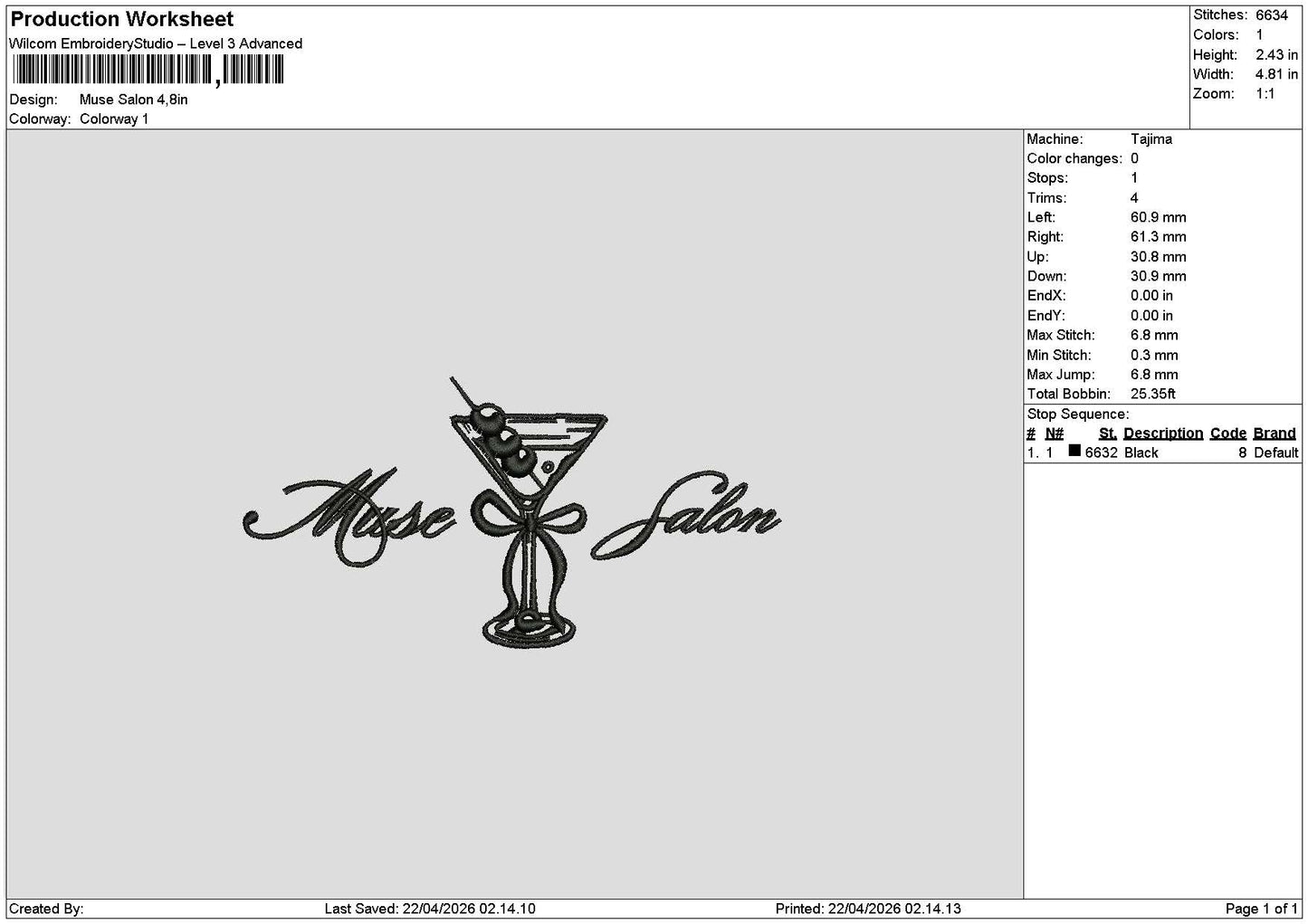 Musetext Embroidery File 6 sizes