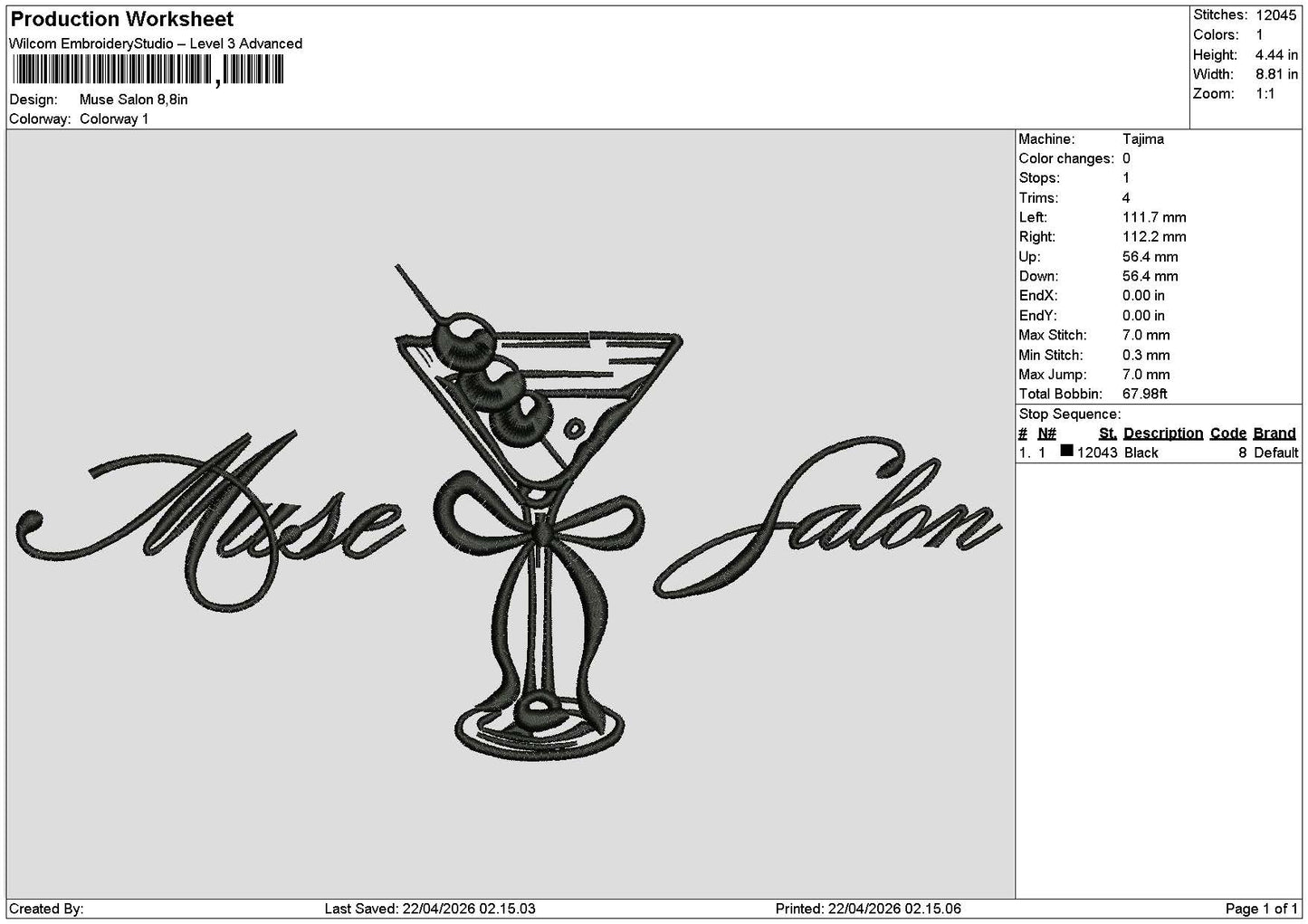 Musetext Embroidery File 6 sizes