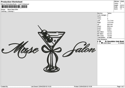 Musetext Embroidery File 6 sizes