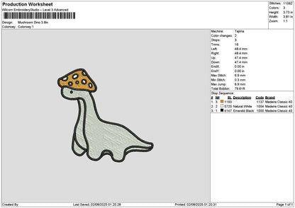 Dino Outline 0208 Embroidery File 6 sizes