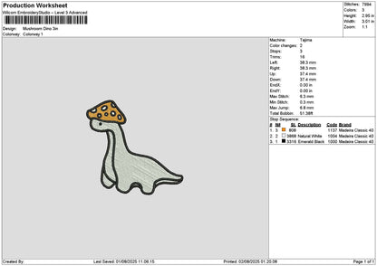Dino Outline 0208 Embroidery File 6 sizes