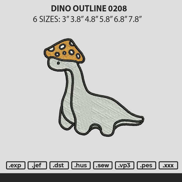 Dino Outline 0208 Embroidery File 6 sizes