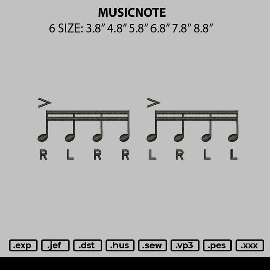 Musicnote Embroidery File 6 sizes