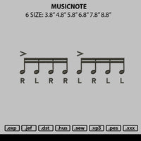 Musicnote Embroidery File 6 sizes