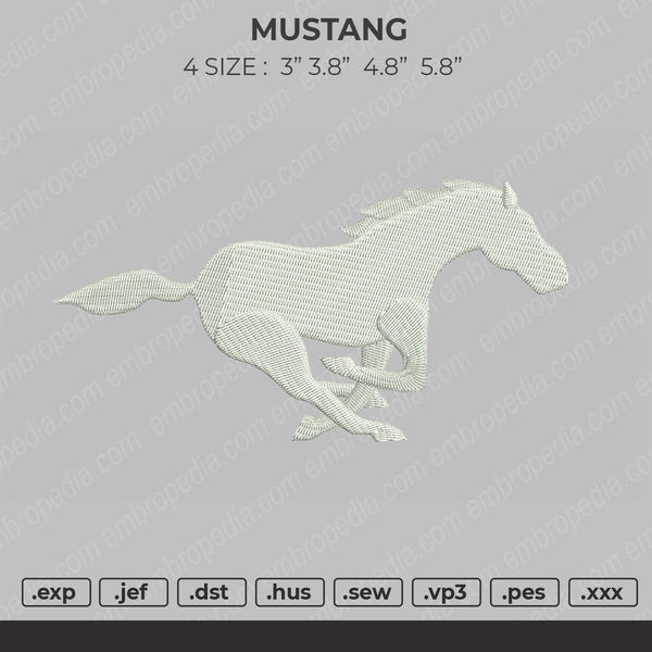 Mustang Embroidery File 4 size