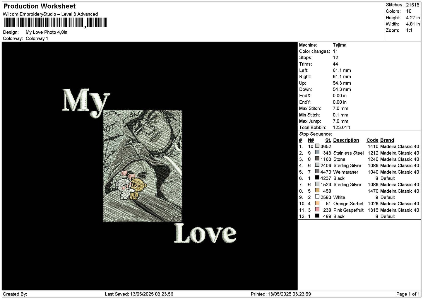 My Love Photo Embroidery File 6 sizes