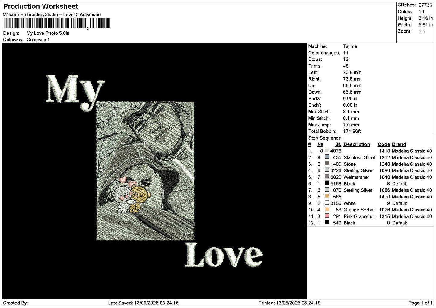 My Love Photo Embroidery File 6 sizes