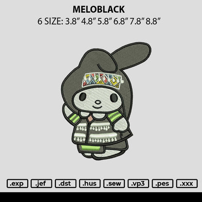 Meloblack Embroidery File 6 sizes