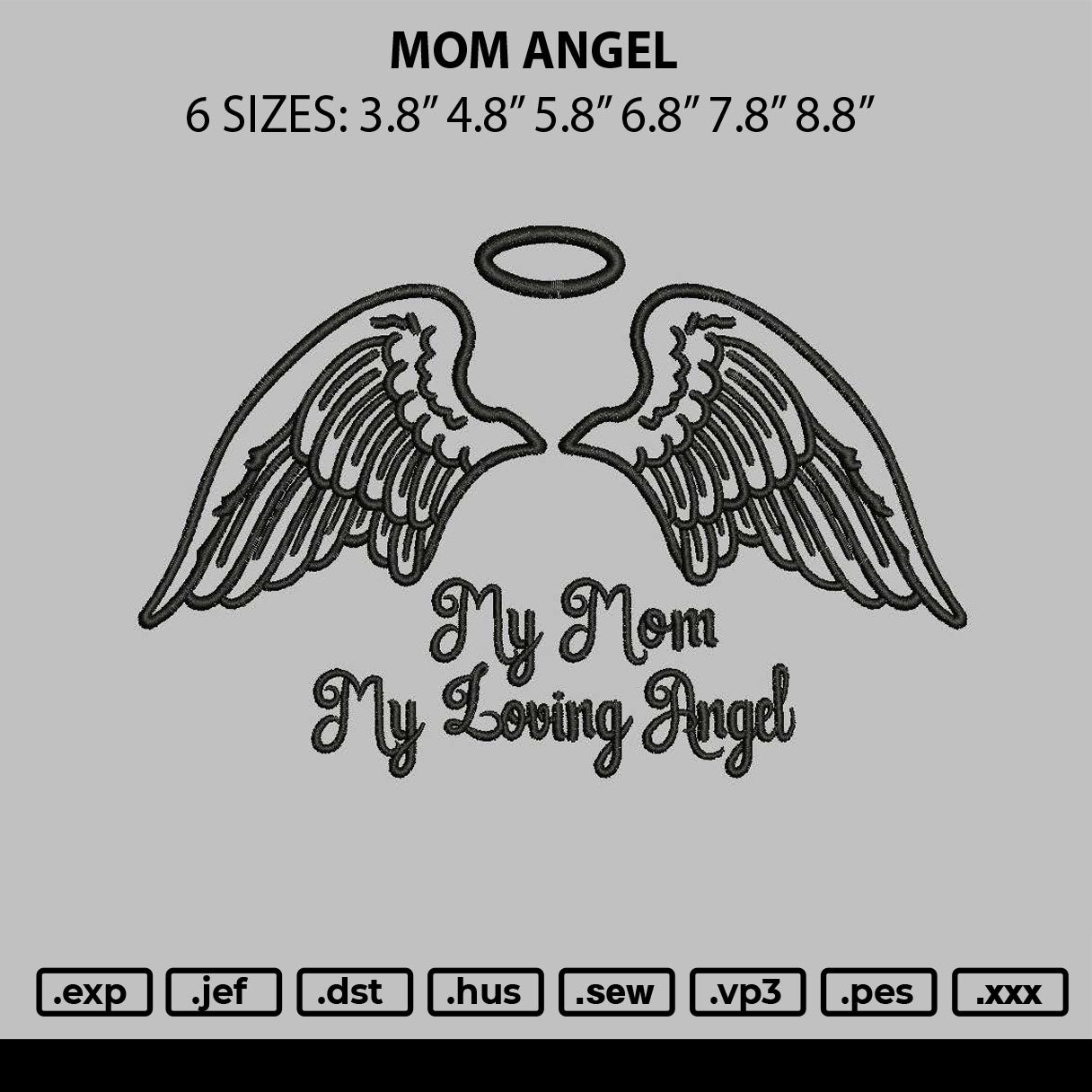 Mom Angel Embroidery File 6 sizes