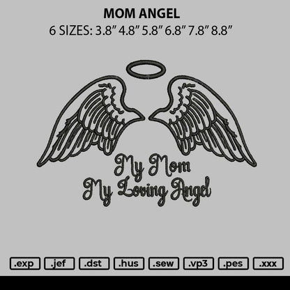 Mom Angel Embroidery File 6 sizes