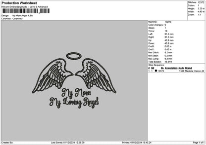 Mom Angel Embroidery File 6 sizes