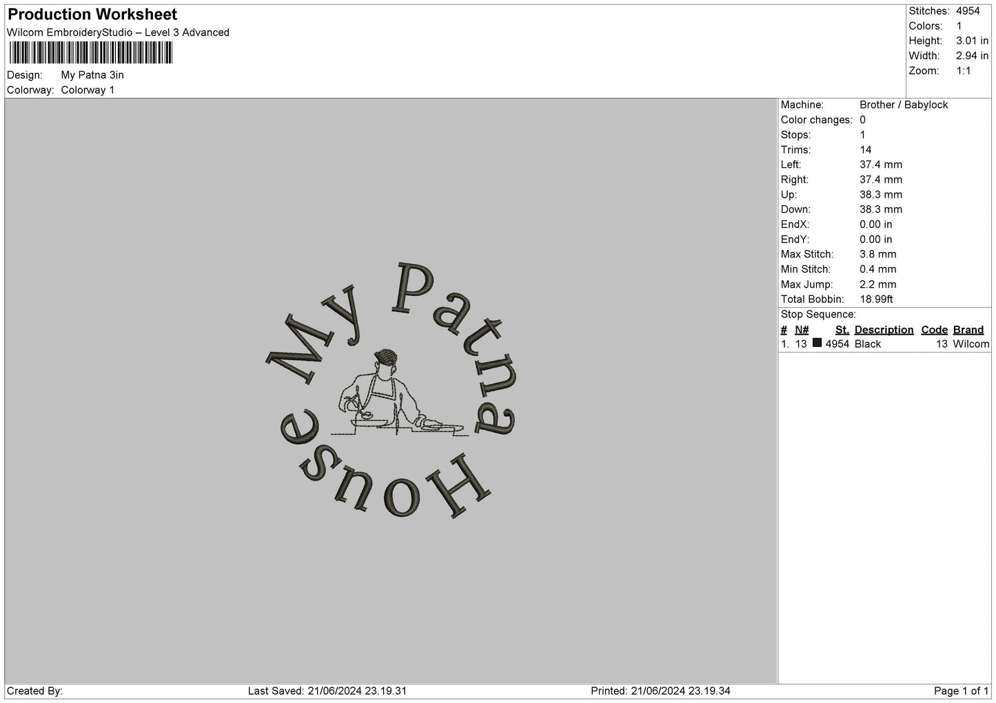 Patnatext Embroidery File 6 sizes