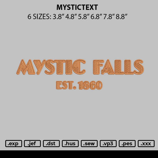 Mystictext Embroidery File 6 sizes