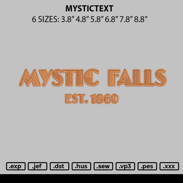 Mystictext Embroidery File 6 sizes